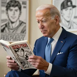 biden reading manga, 4 k, captured by