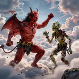 the devil fighting a zombie apocalyps in heaven