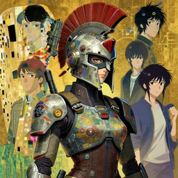 portrait of female spartan as a gundam pilot, with an intricate, detailed, urban inspired hiphop afro futuristic helmet, vector behance hd jesper ejsing, rhads, makoto shinkai, lois van baarle, ilya kuvshinov, rossdraws, hd, 3 2 k, ilya kuvshinov, gustav klimt
