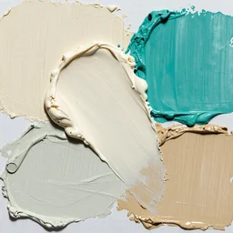 texture of thick creamy impasto oil paint, colours cream teal ochre