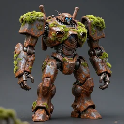 a rusted mech with moss by eddie mendoza