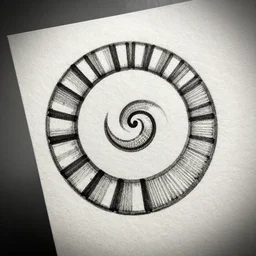a fibonacci spiral in micron black ink, on textured matte paper, studio lighting