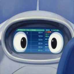 close up of airplane with eyes watching a screen with flight information. painting by moebius, miyazaki, cartoon network