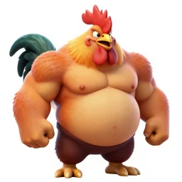 furry rooster, muscle monster, fat belly, obese, belly, vivid colors, 8 k, hd
