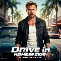 ryan gosling from movie drive in game poster hotline miami