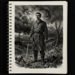 asset sheet, material study ( caricature ) janitor by mark ryden dark foreboding