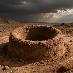 brown tub made of dirt