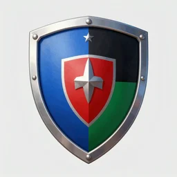 white blue black red green shield, fantasy art