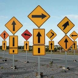 a room full of road signs