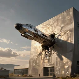 a spaceship crash to the building