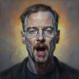 painting of eldritch being walter white, close up scene of man with open mouth, by zdzislaw beksinski, by dariusz zawadzki, by wayne barlowe, amazing details, gothic, surrealism, cosmic horror, lovecraftian, cold hue's, warm tone gradient background, concept art, beautiful composition