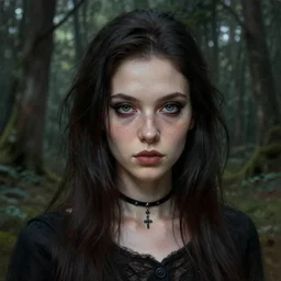 beautiful digital painting of a stylish goth socialite forest with high detail, real life skin, freckles, 8 k, stunning detail, works by artgerm, greg rutkowski and alphonse mucha, unreal engine 5, 4 k uhd