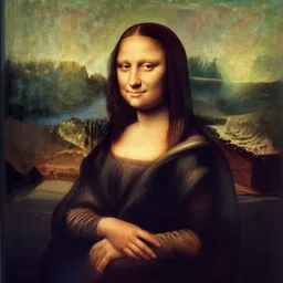 the mona lisa next to a anime copy of the mona lisa, wow