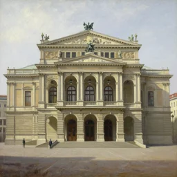 vienna state opera house, outside, exterior, external, outdoor, oil painting by johannes vermeer