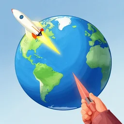 illustration of a ☄ hitting 🌎, point of view of 🚀 by mandy jurgens, trending on artstation