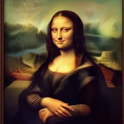 Mona Lisa hugging leonardo da vinci