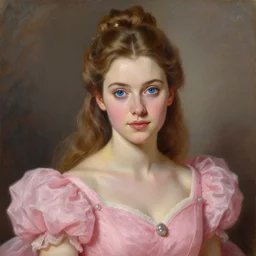 princess, brilliant pink ball gown, sharp beautiful face, by viegil finlay, oil on canvas, artstation, pretty blueeyes, by j. c. leyendecker and edmund blair leighton and charlie bowater, beautiful face, octane, very aesthetic!!!!!!!!!!!!!!! stunning gorgeous blue eyes