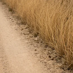a close up of the dry grass border of a dirt road, highly textured