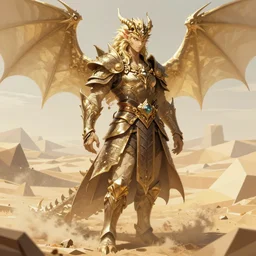 dragonborn warrior in a polygonal desert, light dust, magnificent, close up, details, sharp focus, elegant, highly detailed, illustration, by Jordan Grimmer and greg rutkowski and PiNe(パイネ) and 薯子Imoko and 香川悠作 and wlop and maya takamura, intricate, beautiful, Trending artstation, pixiv, digital Art