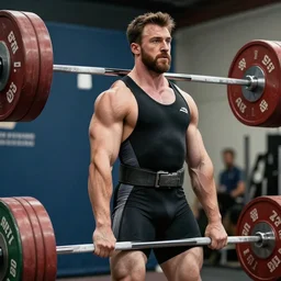 chris evans as a powerlifter, masculine, muscular, handsome, powerful, bulky, 4 k hd