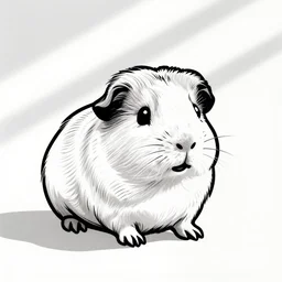 black line art white background, clean, simple, cute, guinea pig, art