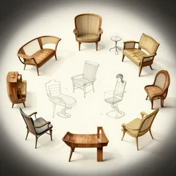 furniture design art deco, furniture design sheet, Moebius, Greg Rutkowski, Zabrocki, Karlkka, Jayison Devadas, Phuoc Quan, trending on Artstation, 8K, ultra wide angle, zenith view, pincushion lens effect