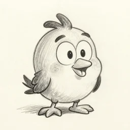 funny bird by milt kahl, cartoon pencil sketch
