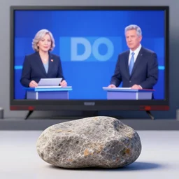 political debate with a rock on television