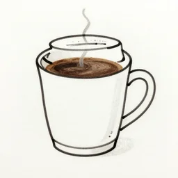 coffee cup, one - line drawing