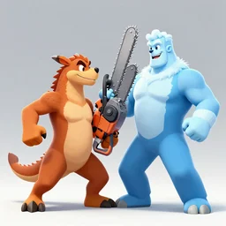 armadillo with chainsaws instead of arms fighting mr. freeze