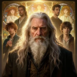 highly detailed portrait of an old man with long hairs, stephen bliss, unreal engine, fantasy art by greg rutkowski, loish, rhads, ferdinand knab, makoto shinkai and lois van baarle, ilya kuvshinov, rossdraws, tom bagshaw, alphonse mucha, global illumination, radiant light, detailed and intricate environment
