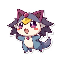 cute miss mascot babimanta babimanta mantyke pokemon sticker art, cronobreaker, beeple game icon