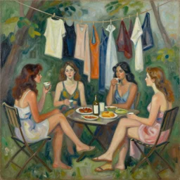 social encounters, depictions of the scene and free love hangs - al fresco, postmodern painting, sensuous, abstracted, highly detailed