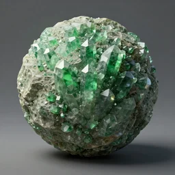 a ball made of rock and jagged green crystals, digital painting, artstation, concept art, soft light, hdri, smooth, sharp focus, illustration, fantasy, intricate, elegant, highly detailed, D&D, matte painting, in the style of Greg Rutkowski and Alphonse Mucha and artemisia, 8k, highly detailed, jurgens, rutkowski, bouguereau, pastoral, rustic, georgic