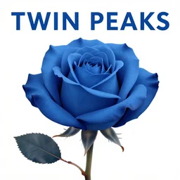Twin Peaks book cover movie poster artwork by Tomer Hanuka, Rendering a blue rose full of details, Michael Whelan, Patryk Hardziej,  Makoto Shinkai and thomas kinkade, by Gregory Crewdson, Matte painting, trending on artstation and unreal engine