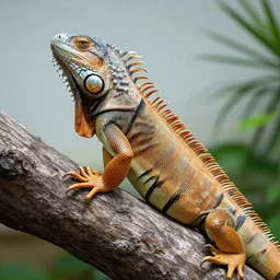 an iguana with a really long neck