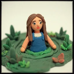 lomography of mirtha legrand made of plasticine coming out of a swamp