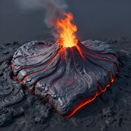 a volcano pouring, heart - shaped lava
