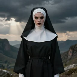 a demonic nun looking at you, high-resolution photograph
