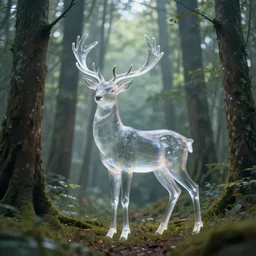 a transparent deer in the forest of dreams