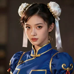 beautiful portrait of a  petite gorgeous  model who looks like Chun Li   , character design by charlie bowater, ross tran, artgerm, and makoto shinkai, detailed, soft lighting, rendered in octane