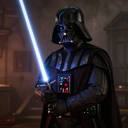 Film still of Darth Vader holding his lightsaber, from Red Dead Redemption 2 (2018 video game)