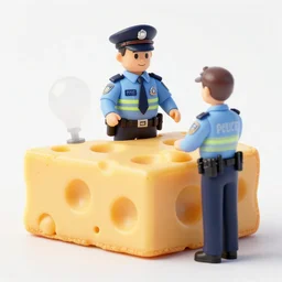 a police officer made entirely of macaroni and cheese