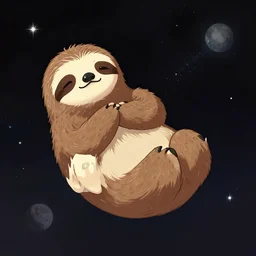 Sloth, Floating in space, Trending on Artstation, Hiroaki Tsutsumi style