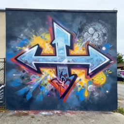 flamjjg arrow as graffiti mural by lee, masterpiece, trending on artstation