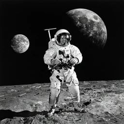 moon landing studio set | b&w, NASA photo archive