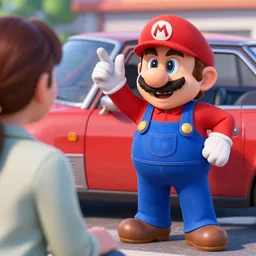 wario as a shady car salesman tricking an unsuspecting customer, realistic, 4 k, hd.