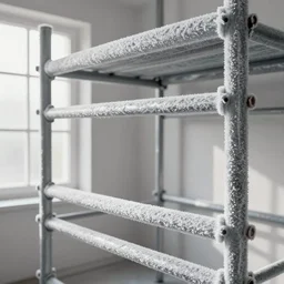 a detailed photo of a very frosted and cold scaffolding - tube in a bright light room rendered in octane 8 k