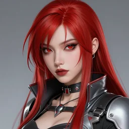 red sonja as a cyberpunk princess, portrait, closeup, digital art, by wlop