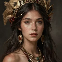 a very beautiful savage woman, fantasy, portrait, sharp focus, intricate, elegant, digital painting, artstation, matte, highly detailed, concept art, illustration, ambient lighting, art by ilya kuvshinov, artgerm, alphonse mucha, and greg rutkowski